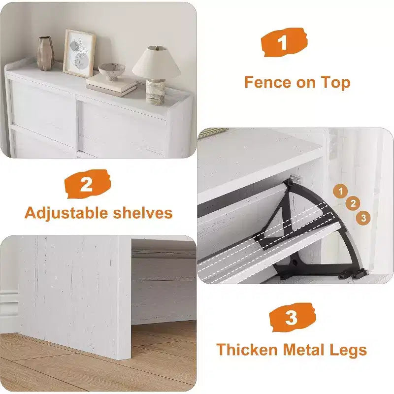 Freestanding Shoe Cabinet – 4 Flip Doors, Adjustable Shelf, Hidden Storage Organizer for Entryway