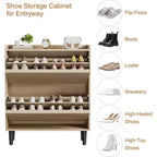 Freestanding Shoe Cabinet – 4 Flip Doors, Adjustable Shelf, Hidden Storage Organizer for Entryway