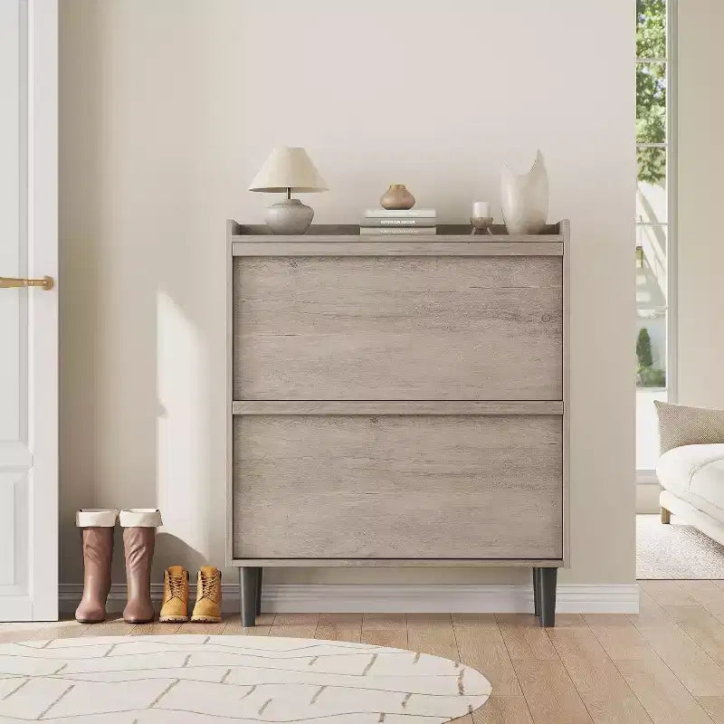 Freestanding Shoe Cabinet – 4 Flip Doors, Adjustable Shelf, Hidden Storage Organizer for Entryway