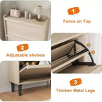 Freestanding Shoe Cabinet – 4 Flip Doors, Adjustable Shelf, Hidden Storage Organizer for Entryway