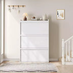 Freestanding Shoe Cabinet – 4 Flip Doors, Adjustable Shelf, Hidden Storage Organizer for Entryway