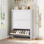 Freestanding Shoe Cabinet – 4 Flip Doors, Adjustable Shelf, Hidden Storage Organizer for Entryway