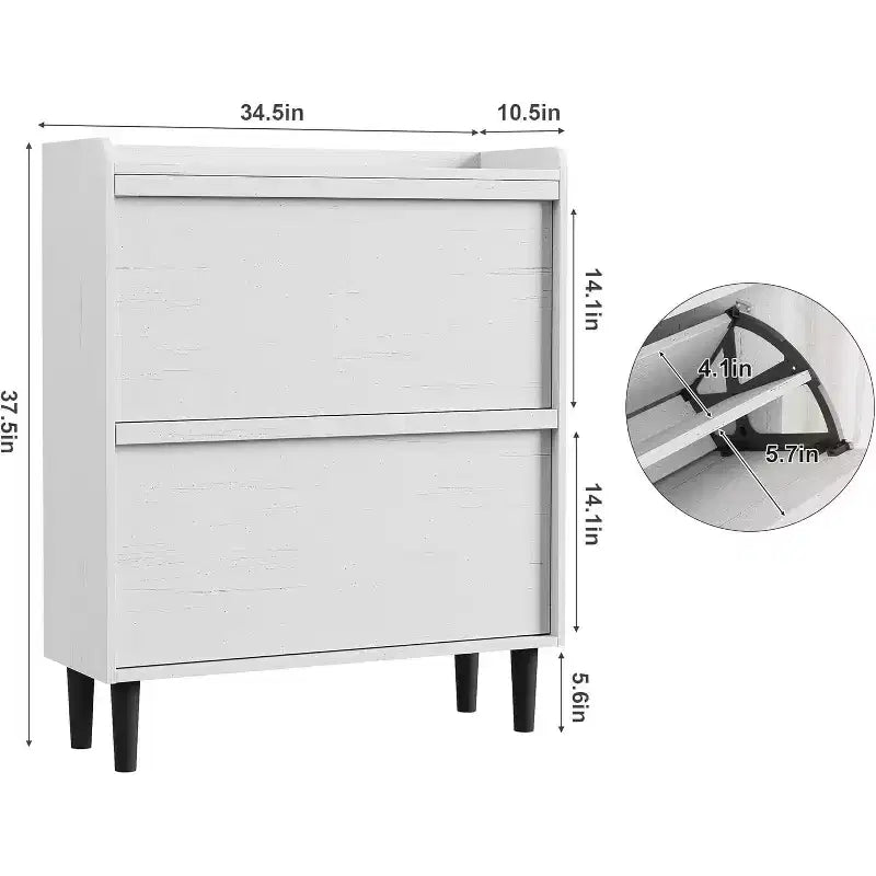 Freestanding Shoe Cabinet – 4 Flip Doors, Adjustable Shelf, Hidden Storage Organizer for Entryway