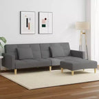 2-Seater Sofa Bed with Footstool – Convertible, Adjustable Backrests, Polyester Fabric