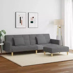 2-Seater Sofa Bed with Footstool – Convertible, Adjustable Backrests, Polyester Fabric