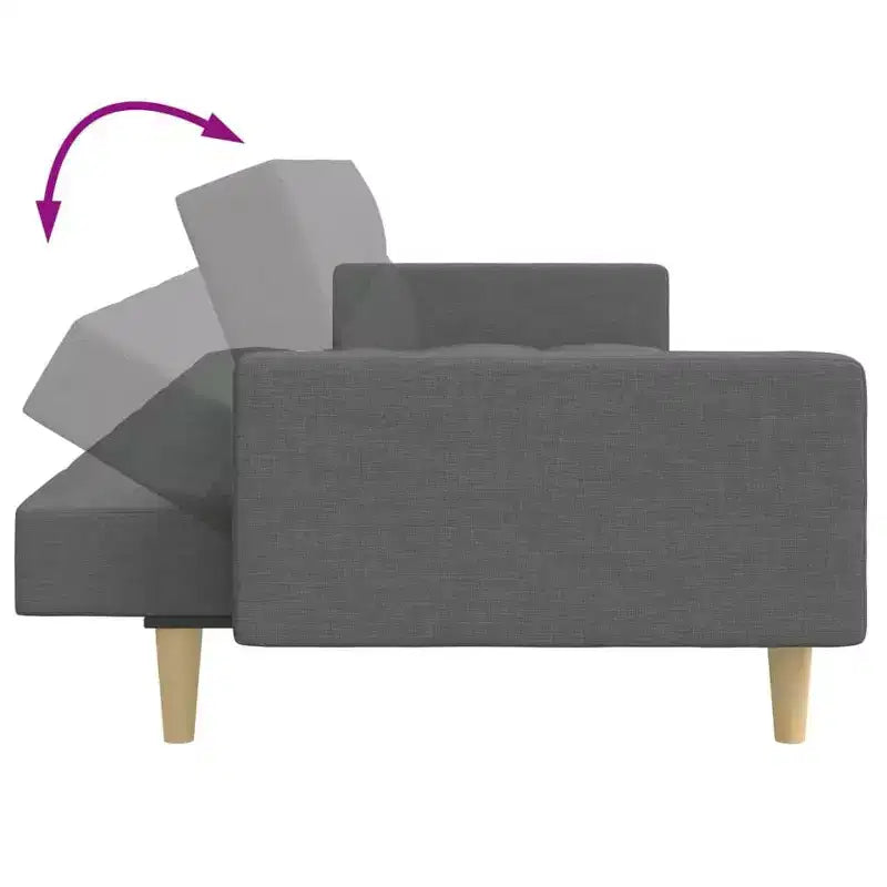 2-Seater Sofa Bed with Footstool – Convertible, Adjustable Backrests, Polyester Fabric