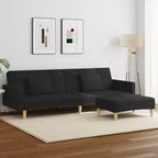 2-Seater Sofa Bed with Footstool – Convertible, Adjustable Backrests, Polyester Fabric
