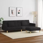2-Seater Sofa Bed with Footstool – Convertible, Adjustable Backrests, Polyester Fabric