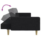 2-Seater Sofa Bed with Footstool – Convertible, Adjustable Backrests, Polyester Fabric