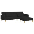 2-Seater Sofa Bed with Footstool – Convertible, Adjustable Backrests, Polyester Fabric