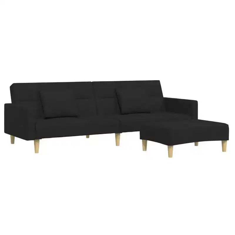 2-Seater Sofa Bed with Footstool – Convertible, Adjustable Backrests, Polyester Fabric