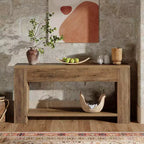 Narrow Wooden Long Console Table – Rustic Brown, Sofa Table for Entryway, Living Room & Foyer