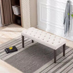 Modern Velvet Tufted Dining Bench – Cushioned Seat, Upholstered Ottoman for Dining Room & Bedroom