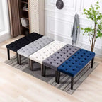 Modern Velvet Tufted Dining Bench – Cushioned Seat, Upholstered Ottoman for Dining Room & Bedroom