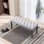 Modern Velvet Tufted Dining Bench – Cushioned Seat, Upholstered Ottoman for Dining Room & Bedroom