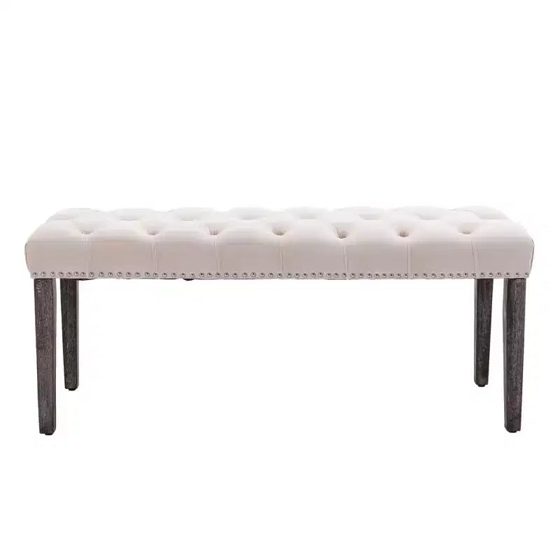 Modern Velvet Tufted Dining Bench – Cushioned Seat, Upholstered Ottoman for Dining Room & Bedroom