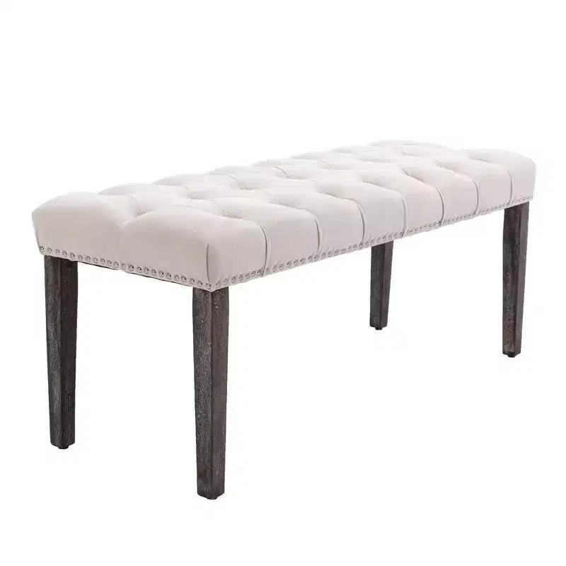 Modern Velvet Tufted Dining Bench – Cushioned Seat, Upholstered Ottoman for Dining Room & Bedroom
