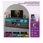 Farmhouse TV Stand with LED Entertainment Center – Storage Cabinets, Open Shelves & Adjustable Shelf