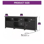 Farmhouse TV Stand with LED Entertainment Center – Storage Cabinets, Open Shelves & Adjustable Shelf