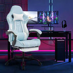 Ergonomic Gaming Chair – Footrest, Lumbar Backrest, Blue, for Living Room & Office