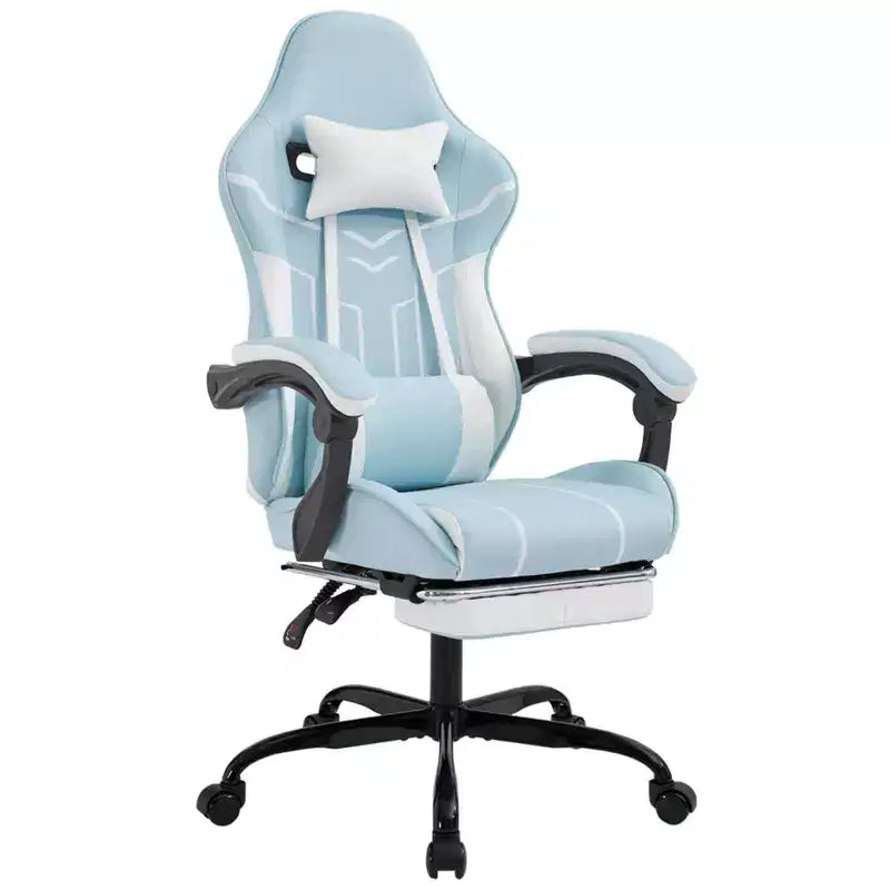 Ergonomic Gaming Chair – Footrest, Lumbar Backrest, Blue, for Living Room & Office