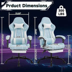 Ergonomic Gaming Chair – Footrest, Lumbar Backrest, Blue, for Living Room & Office