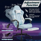 Ergonomic Gaming Chair – Footrest, Lumbar Backrest, Blue, for Living Room & Office