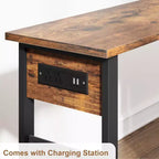 360° Rotating Side Table – Charging Station, Mobile End Table with Wheels & Storage