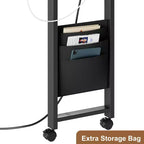 360° Rotating Side Table – Charging Station, Mobile End Table with Wheels & Storage