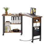 360° Rotating Side Table – Charging Station, Mobile End Table with Wheels & Storage