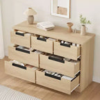 7-Drawer Dresser with Embedded Handles, Modern Wood Chest of Drawers for Bedroom, Nursery, Living Room, Easy Assembly, Anti-Tip Safety