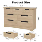 7-Drawer Dresser with Embedded Handles, Modern Wood Chest of Drawers for Bedroom, Nursery, Living Room, Easy Assembly, Anti-Tip Safety