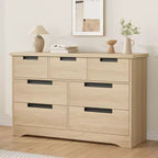 7-Drawer Dresser with Embedded Handles, Modern Wood Chest of Drawers for Bedroom, Nursery, Living Room, Easy Assembly, Anti-Tip Safety
