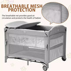 5-in-1 Pack and Play Bedside Sleeper – Bassinet, Diaper Changer, Toy, Portable Crib, Grey