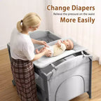 5-in-1 Pack and Play Bedside Sleeper – Bassinet, Diaper Changer, Toy, Portable Crib, Grey