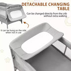 5-in-1 Pack and Play Bedside Sleeper – Bassinet, Diaper Changer, Toy, Portable Crib, Grey