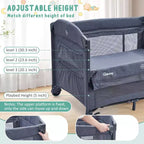5-in-1 Pack and Play Bedside Sleeper – Bassinet, Diaper Changer, Toy, Portable Crib, Grey