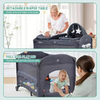 5-in-1 Pack and Play Bedside Sleeper – Bassinet, Diaper Changer, Toy, Portable Crib, Grey