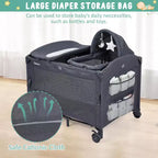 5-in-1 Pack and Play Bedside Sleeper – Bassinet, Diaper Changer, Toy, Portable Crib, Grey