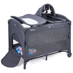 Acekool 5-in-1 Pack and Play Bedside Sleeper with Bassinet, Diaper Changer & Toy, Portable Crib Playard for Newborn to Toddler, Grey