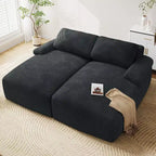80in Oversized Double Chaise Lounge Upholstered Cloud Sofa with Deep Seat and 2 Pillows Corduroy Loveseat Sleeper Couch with Thick-Density Foam