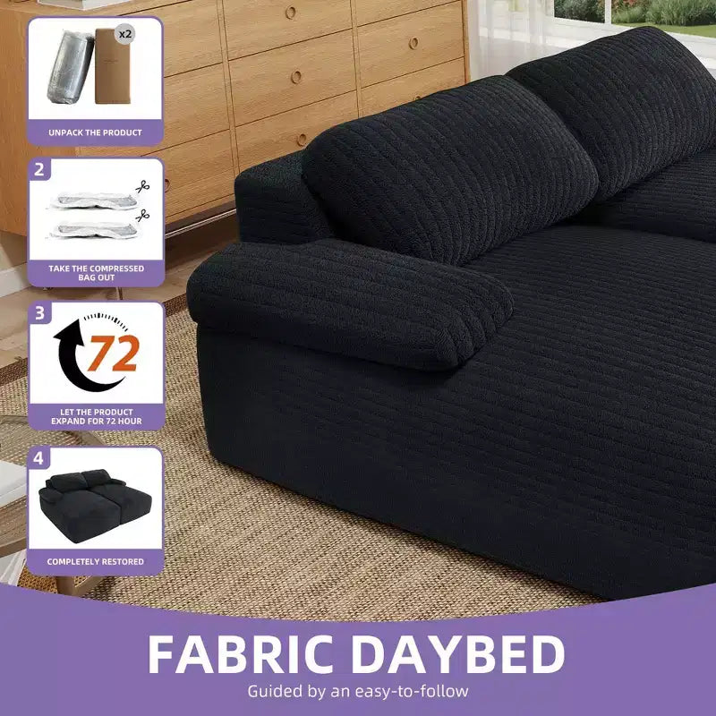 Oversized Double Chaise Lounge Cloud Sofa – Corduroy, Deep Seat, Loveseat Sleeper with Pillows