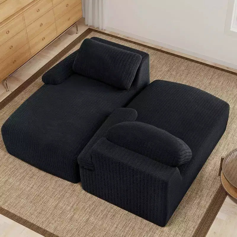 Oversized Double Chaise Lounge Cloud Sofa – Corduroy, Deep Seat, Loveseat Sleeper with Pillows