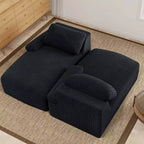 Oversized Double Chaise Lounge Sofa – Corduroy, Deep Seat, Loveseat Sleeper with Pillows