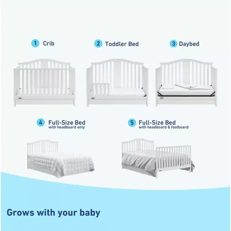 Solano 4-in-1 Convertible Crib with Drawer – Grows with Baby, Nursery Essential