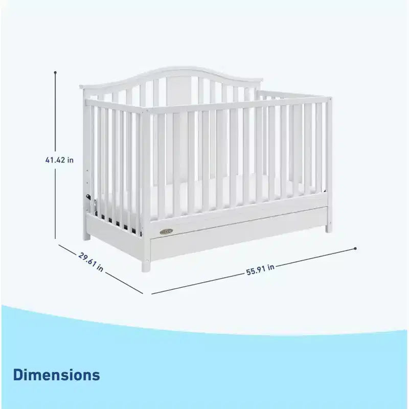 Solano 4-in-1 Convertible Crib with Drawer – Grows with Baby, Nursery Essential