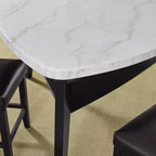 Carrara Marble Top Counter Height Table – White & Black, Modern Dining
