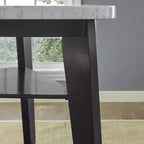 Carrara Marble Top Counter Height Table – White & Black, Modern Dining