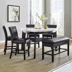 Carrara Marble Top Counter Height Table – White & Black, Modern Dining