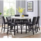 Carrara Marble Top Counter Height Table – White & Black, Modern Dining